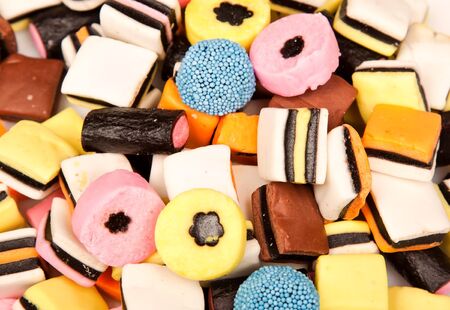 Colorful and tasty iquirice allsorts lying on a pileのeditorial素材