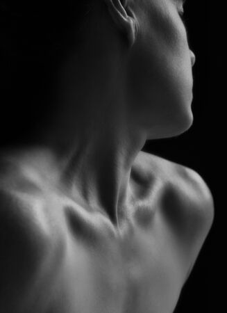 Body scape of woman neck and hand with emotion artistic conversionの写真素材