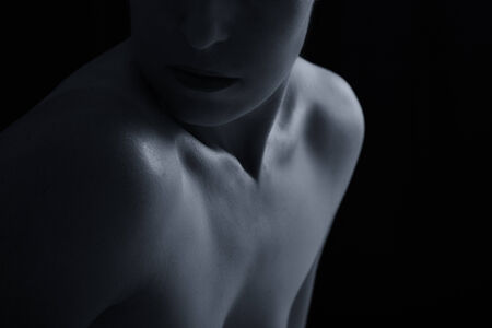 Body scape of woman neck and hand with emotion artistic conversionの写真素材