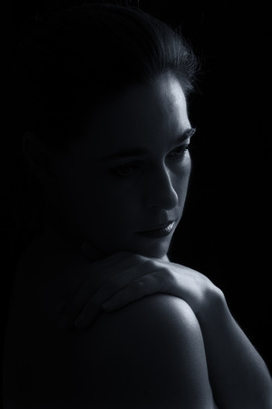 Body scape of woman neck and hand with emotion artistic conversionの写真素材