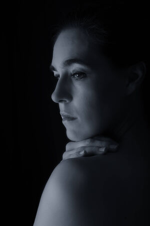 Body scape of woman neck and hand with emotion artistic conversionの写真素材