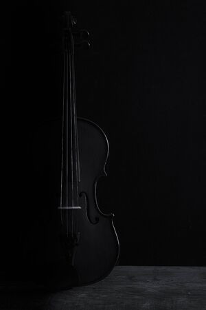 Violin black and white artistic conversion with rim lightingの写真素材