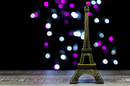 Eiffel tower shot in studio with bokeh lights in the backgoundの写真素材