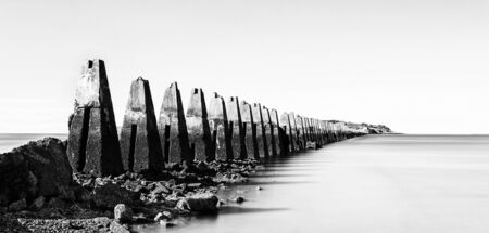 The ruins of the Second World War sea fortification at Crammond near Edinburgh artistic conversionの写真素材