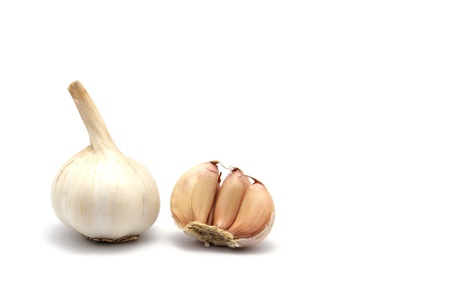 Garlic isolated on white backgroundの写真素材