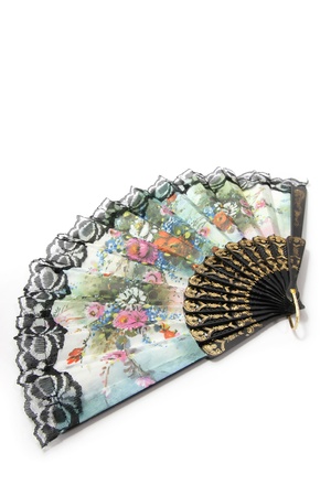 Chinese fan isolated on white background の写真素材