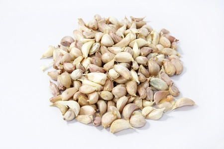 Garlic isolated on whiteの写真素材