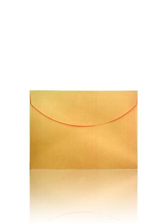 brown envelope isolated on the white background の写真素材
