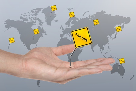 hand symbol with failure sign  , business concept の写真素材