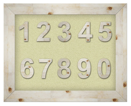 wooden number on board isolated