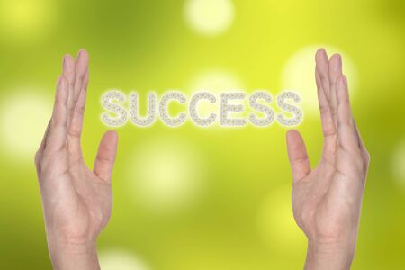Success in hand , successful business ideaの写真素材