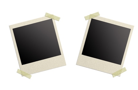 blank photo frames isolated on whiteの写真素材