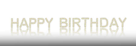 Happy Birthday made from tropical flowers isolatedの写真素材