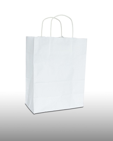 white paper bag isolated on white backgroundの写真素材