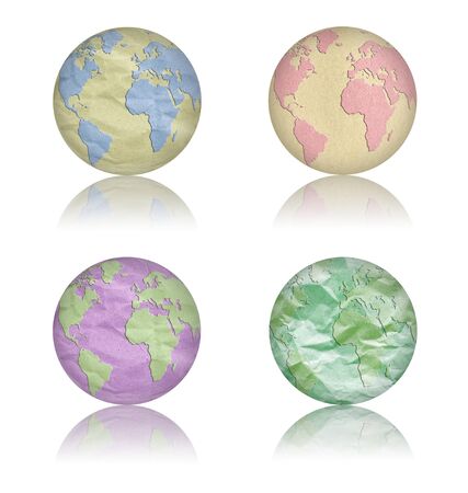 set of world paper symbol isolatedの写真素材