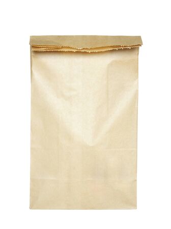 Brown paper bag isolated on whiteの写真素材