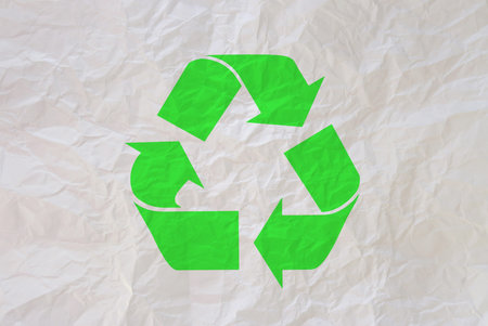 Crumpled paper of recycle isolatedの写真素材