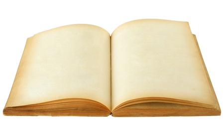 Old book isolated on white background with clipping pathの写真素材
