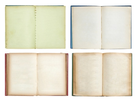 set of Old book open isolated on white backgroundの写真素材