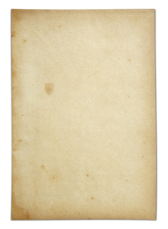 Old paper isolated on white background with clipping pathの写真素材