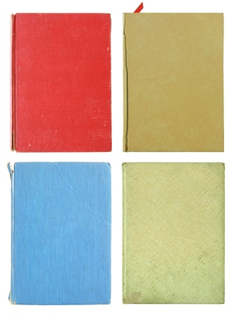 set of old hardcover book pages isolated on white backgroundの写真素材