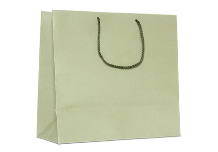 brown shopping bag isolated on white backgroundの写真素材