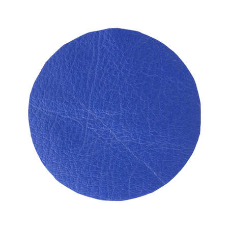  blank blue leather label isolated on whiteの写真素材