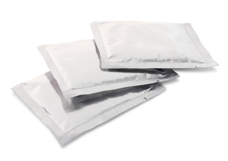 plastic package bag isolated on white with clipping pathの写真素材
