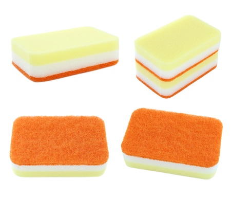 set of household sponge isolated on white backgroundの写真素材