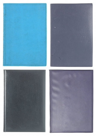 set of leather book cover isolated on white with clipping pathの写真素材