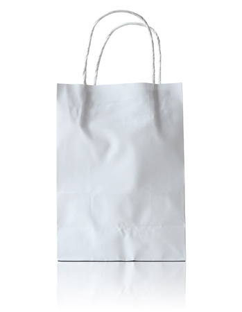 white paper bag isolated on white backgroundの写真素材