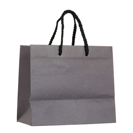 Gray paper bag isolated on white の写真素材