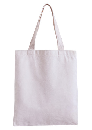 white fabric bag isolated on white background with clipping pathの写真素材