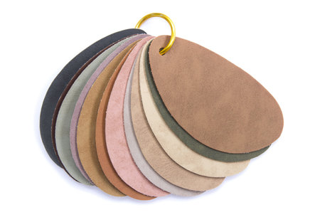color samples of leather isolated on white backgroundの写真素材