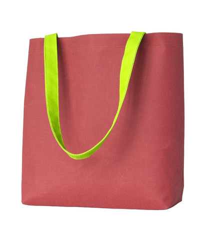 Red shopping fabric bag isolated on white background with clipping pathの写真素材