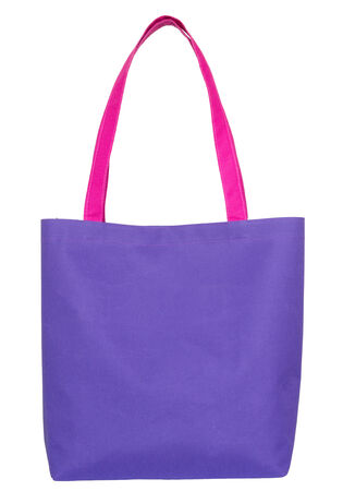 Blue shopping fabric bag isolated on white の写真素材