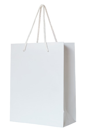 white paper bag isolated on white with clipping pathの写真素材