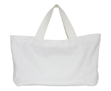 white fabric bag isolated on white backgroundの写真素材