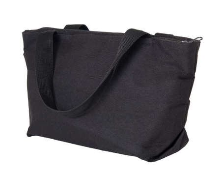 black cotton bag isolated on white background with clipping pathの写真素材