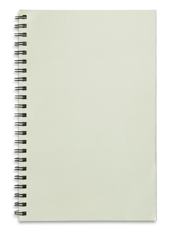 blank spiral notebook isolated on white backgroundの写真素材
