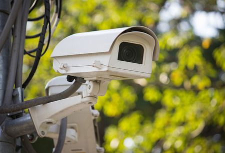 Security surveillance camera in the parkの写真素材