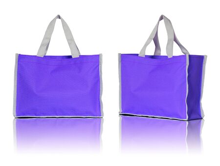 blue shopping bag on white backgroundの写真素材