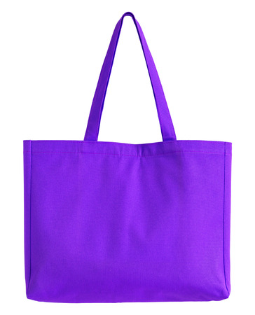 blue fabric bag isolated on white の写真素材