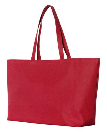 red fabric bag isolated on white with clipping pathの写真素材