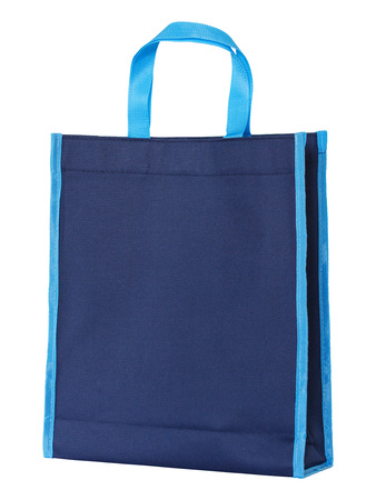 blue shopping bag isolated on white with clipping pathの写真素材