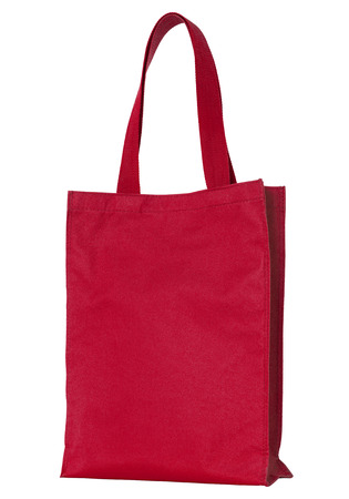 red shopping fabric bag isolated on white with clipping pathの写真素材