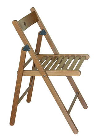 wooden chair isolated on white with clipping pathの写真素材
