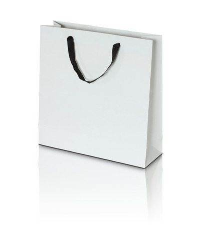 white paper bag on white backgroundの写真素材