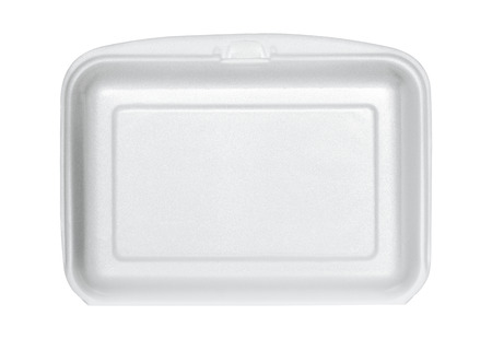 white styrofoam box isolated on white with clipping pathの写真素材
