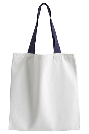 white fabric bag isolated on whiteの写真素材